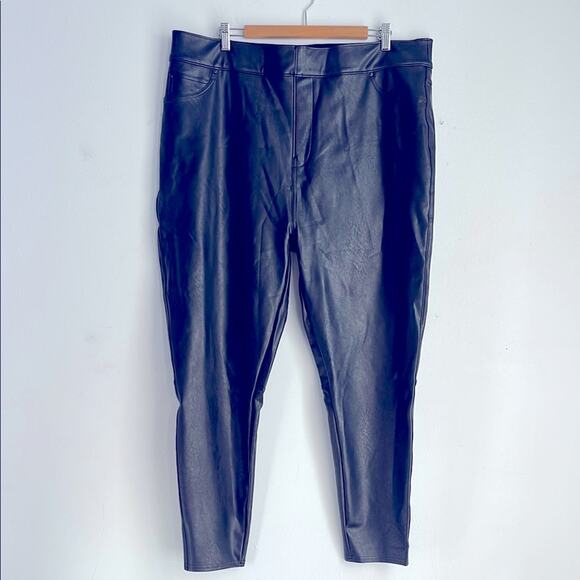 Spanx vegan faux leather slimming hi rise pull on skinny pants plus size sz 3X - Picture 1 of 7